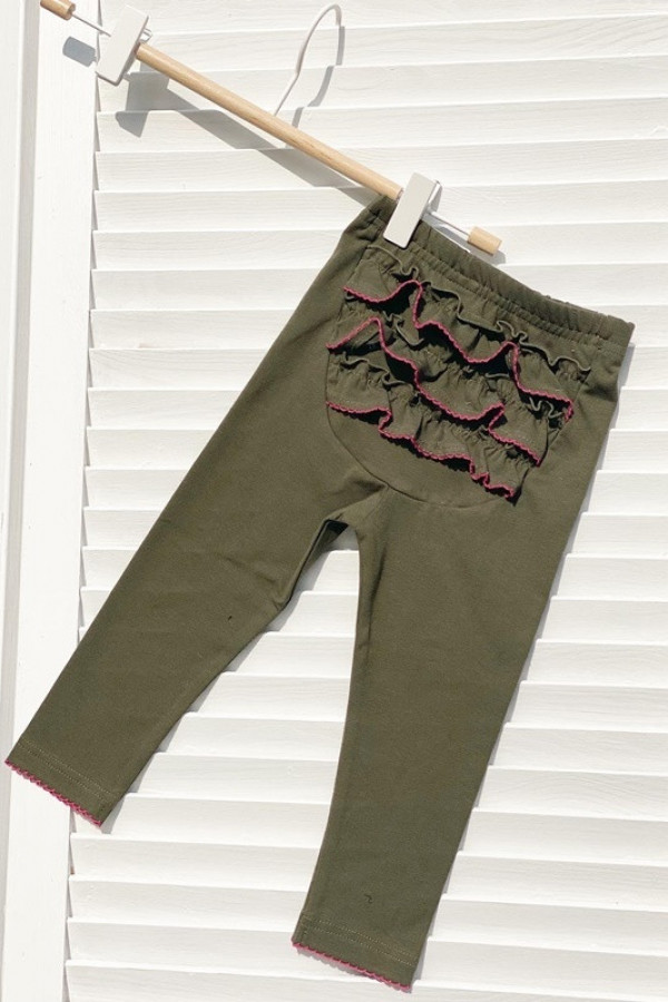 Legginsy Falbanka retro zielony khaki