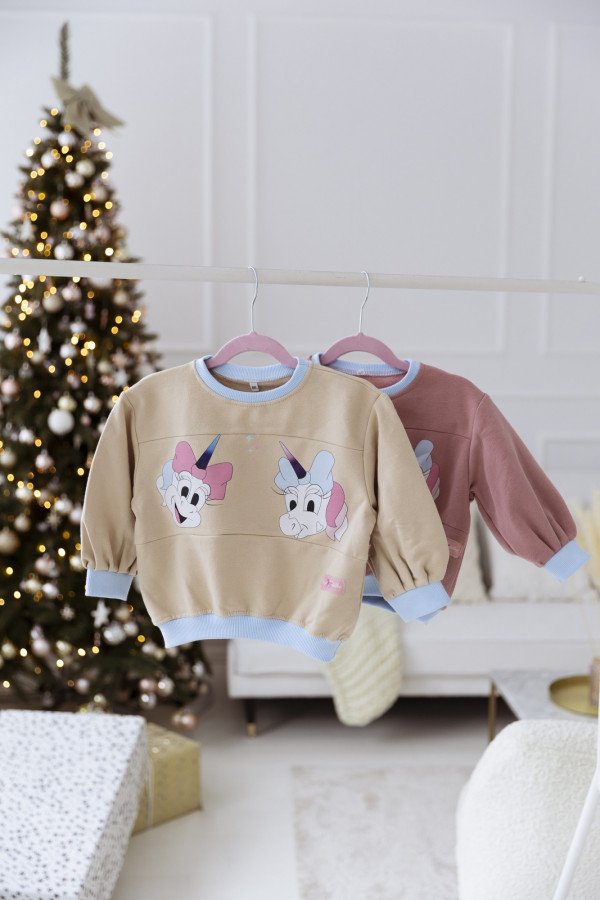 Bluza UNICORN Jednorożce beż 1