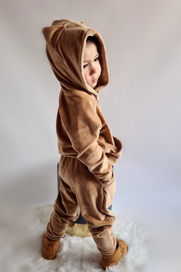 Dres welurowy KOTEK beż camel unisex 3