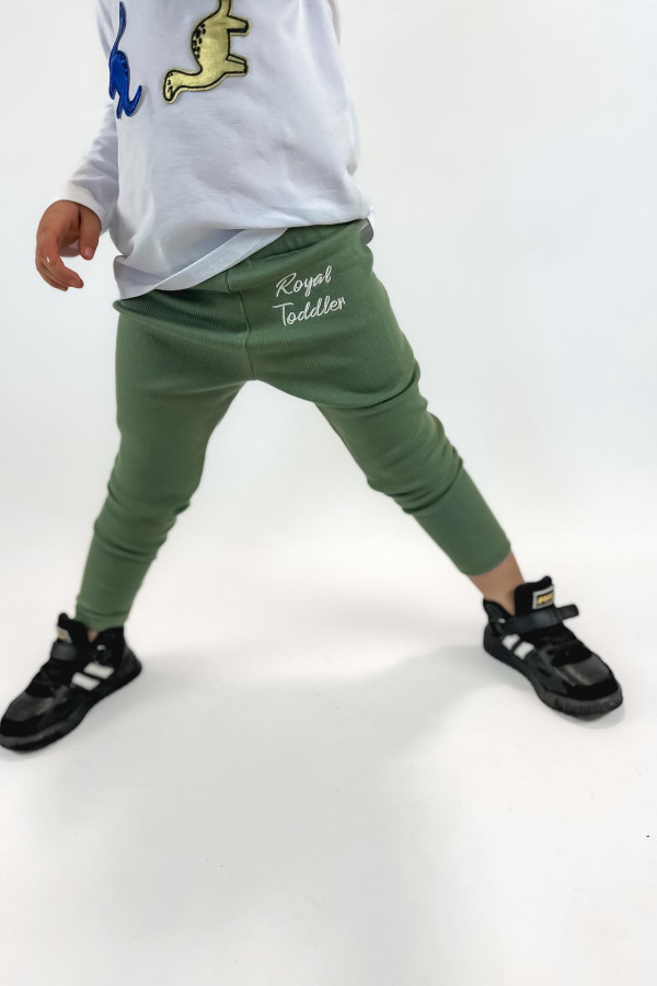 Legginsy Soft haft zielony khaki unisex 1