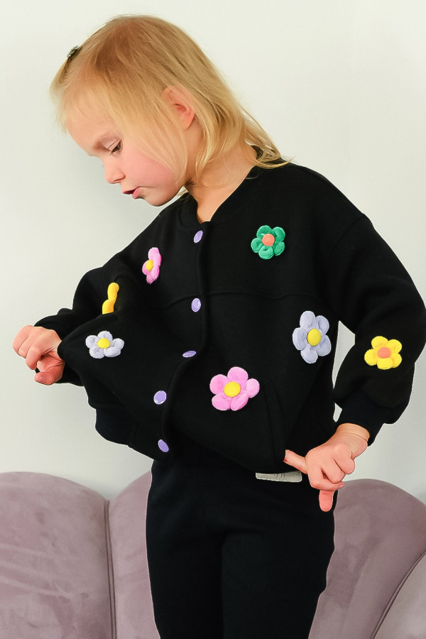 Bluza kurtka bomberka FLOWERS 3D czarna