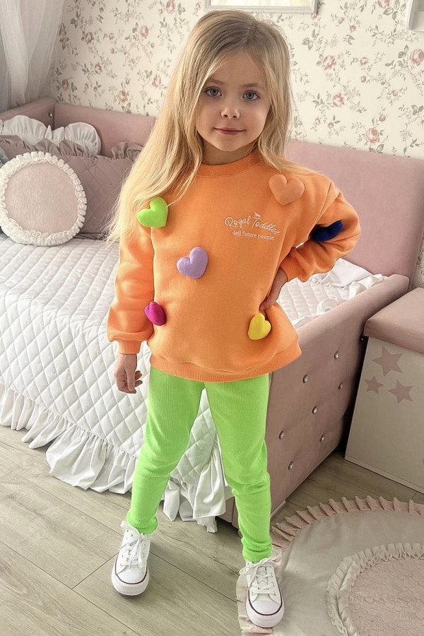 Bluza LOVE BABY z kolorowymi sercami 3D pomarańczowa 1