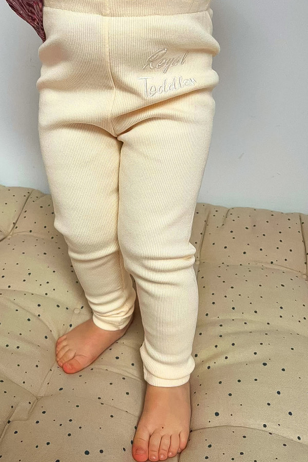 Legginsy Soft haft budyniowy beż 4