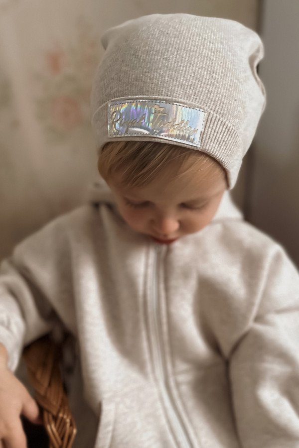 Czapka bawełniana BASIC beż melanż unisex