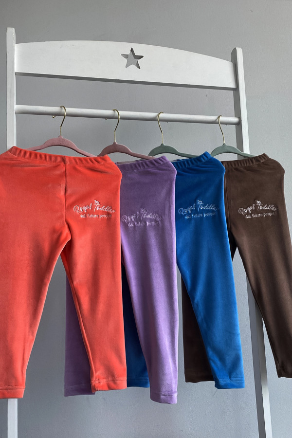 Legginsy welurowe COMFY niebieskie unisex 3