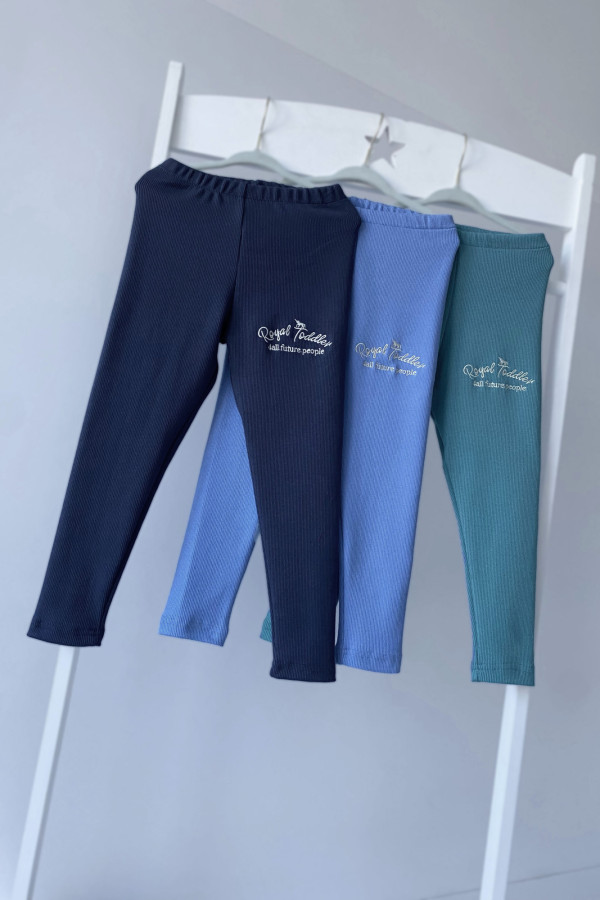 Legginsy Soft haft niebieskie unisex 3